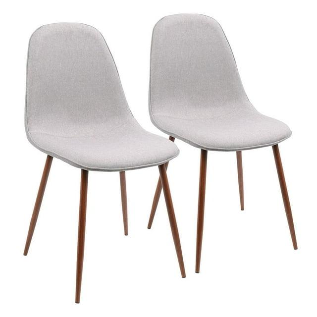 Set of 2 Pebble Mid-Century Modern Dining Accent Chairs Walnut/Light Gray: Upholstered Metal Frame - LumiSource