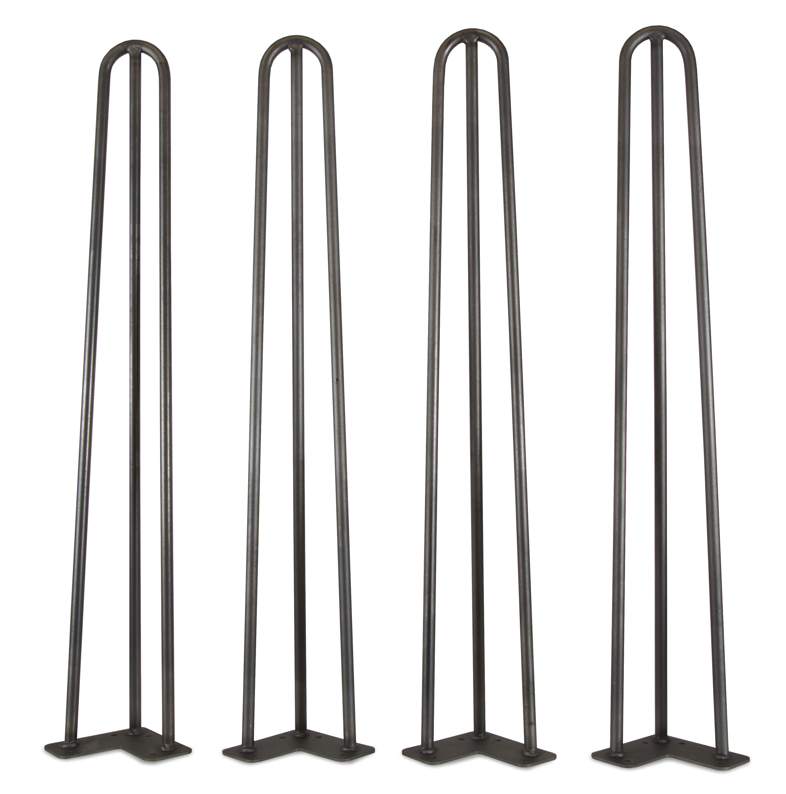 28-Inch Satin Black Mid-Century Modern Hairpin Table Legs, Set of 4