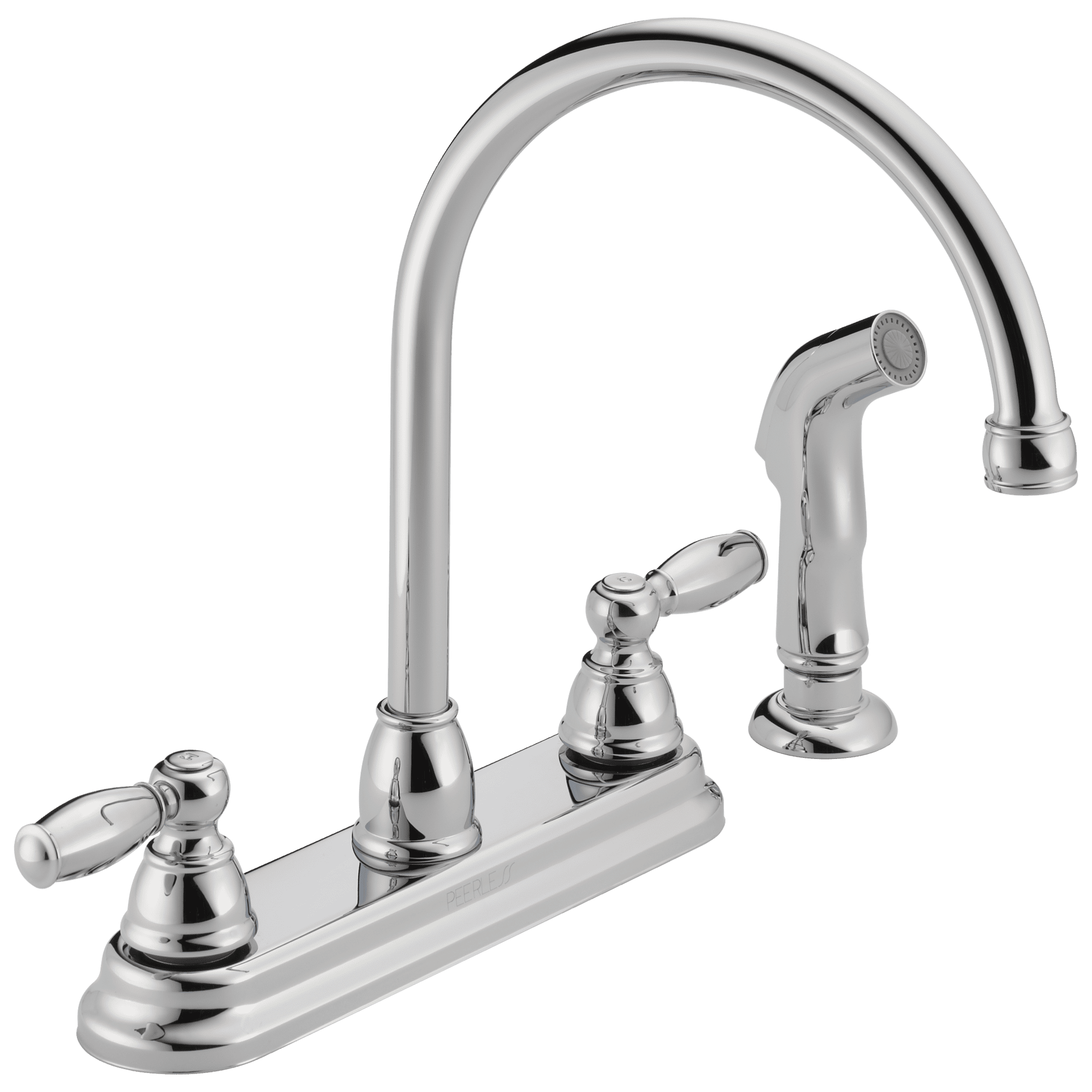 Claymore Two Handle Kitchen Sink Faucet with Side Sprayer, 4-Hole Kitchen Faucet