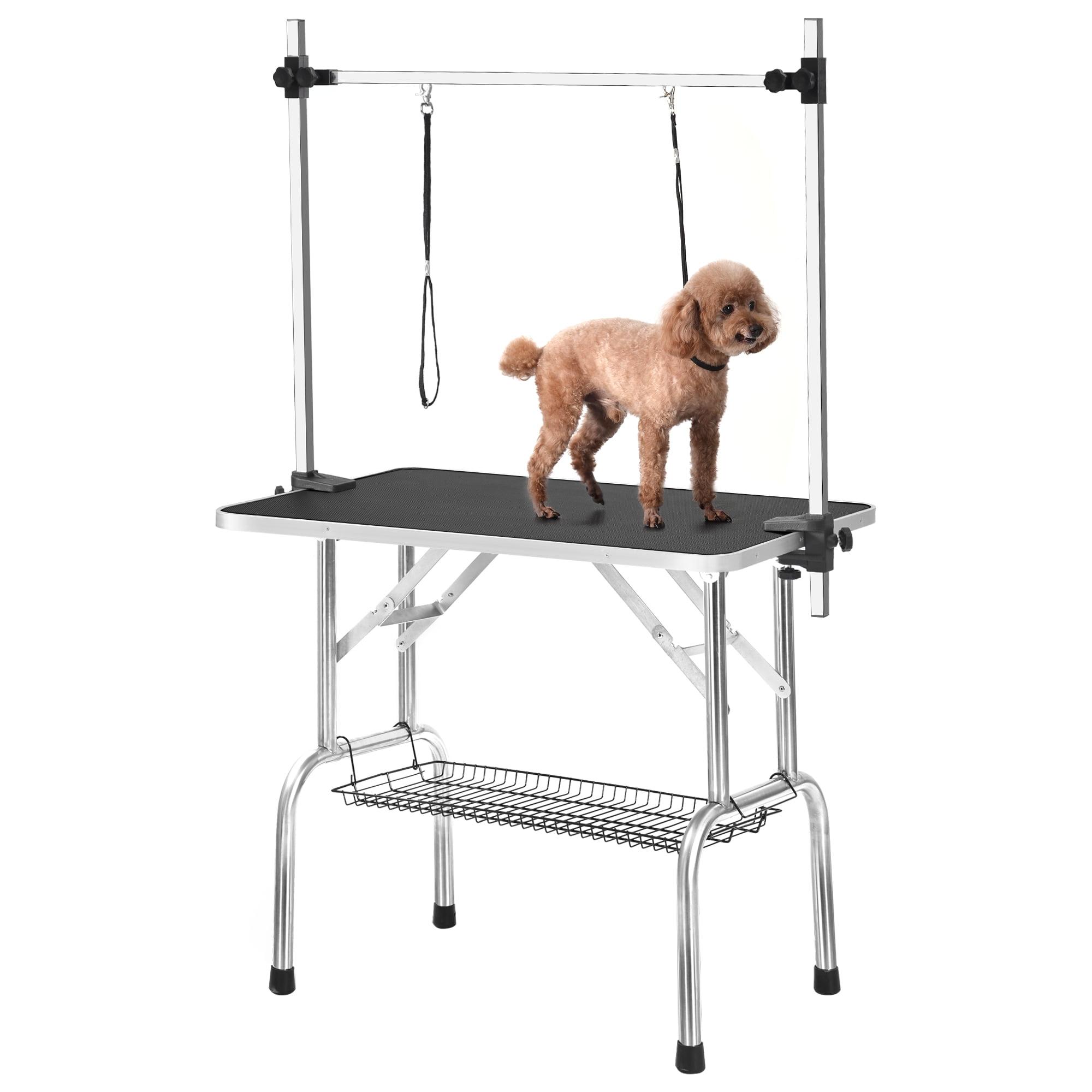 Black 36'' Adjustable Dog Grooming Table with Stainless Steel Frame