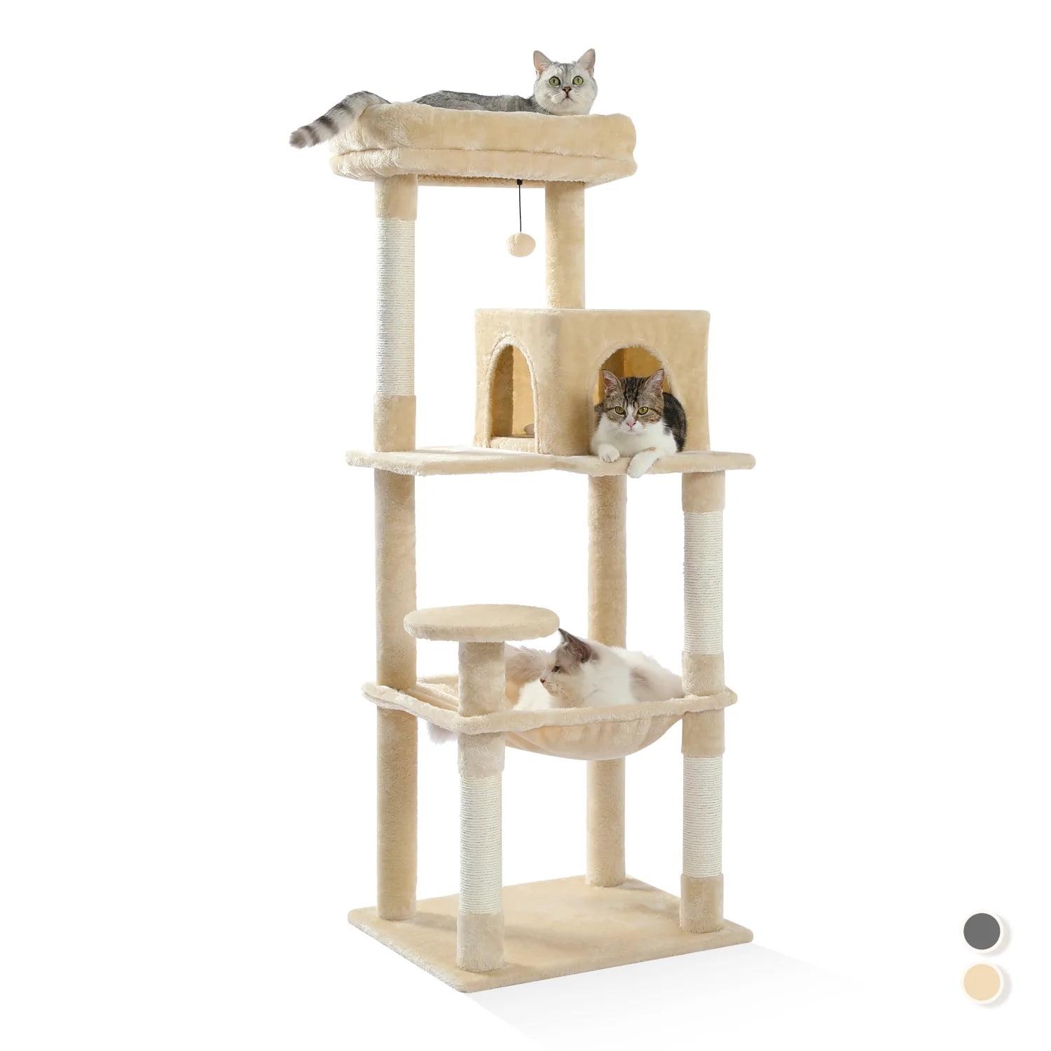 Latitude Run® Indoor Multi-Level Tall Cat Tower With Large Hammock, Scratching Posts, Cozy Condo And Top Perch