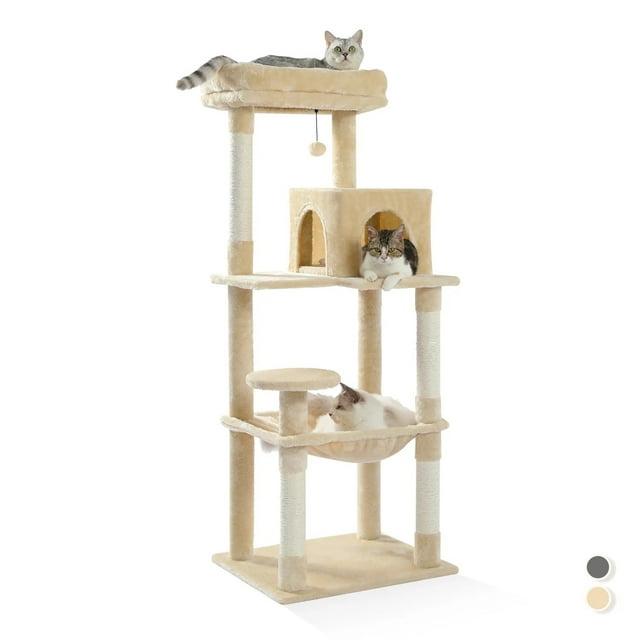 Latitude Run® Indoor Multi-Level Tall Cat Tower With Large Hammock, Scratching Posts, Cozy Condo And Top Perch