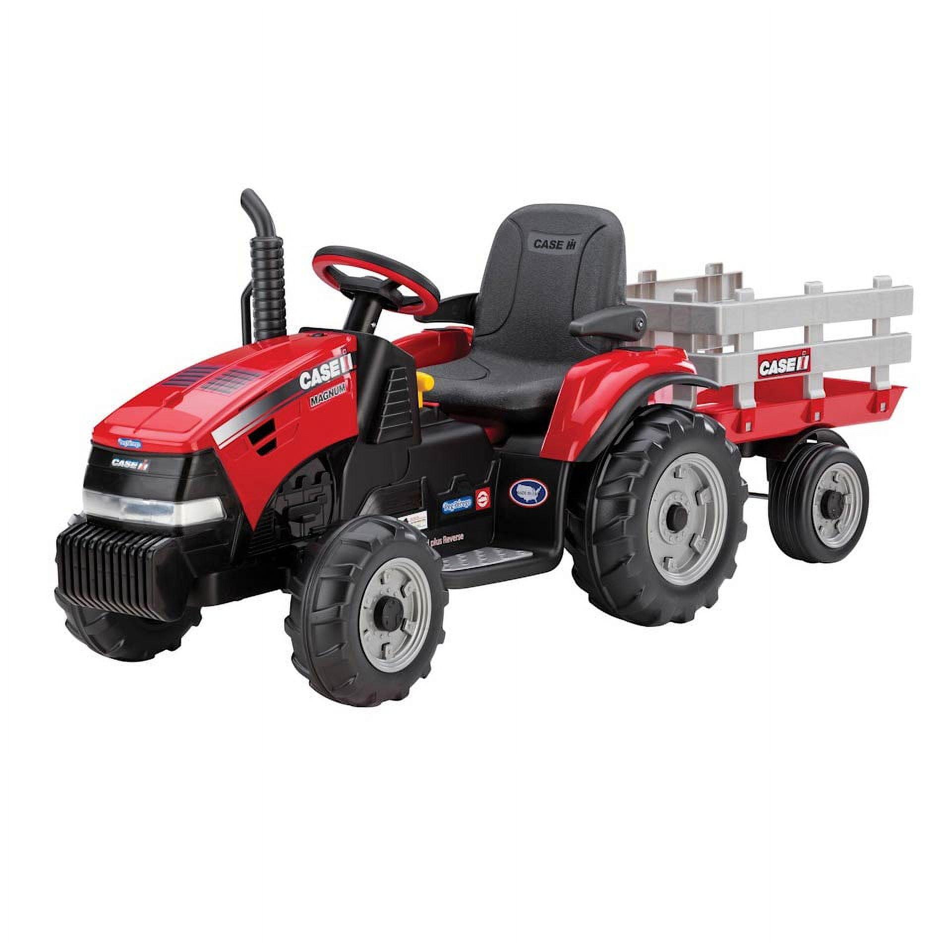 Peg Perego 12V Case Magnum Tractor with Trailer Powered Ride-On - Red