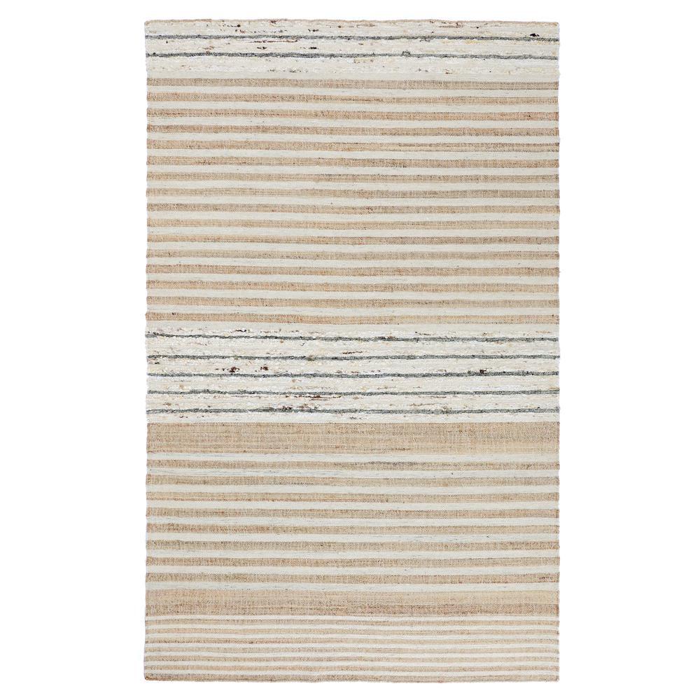 Natural Gray Striped Wool Cotton 9' x 12' Area Rug