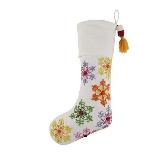 Mistletoe and Co. Snowflakes Embroidered Stocking
