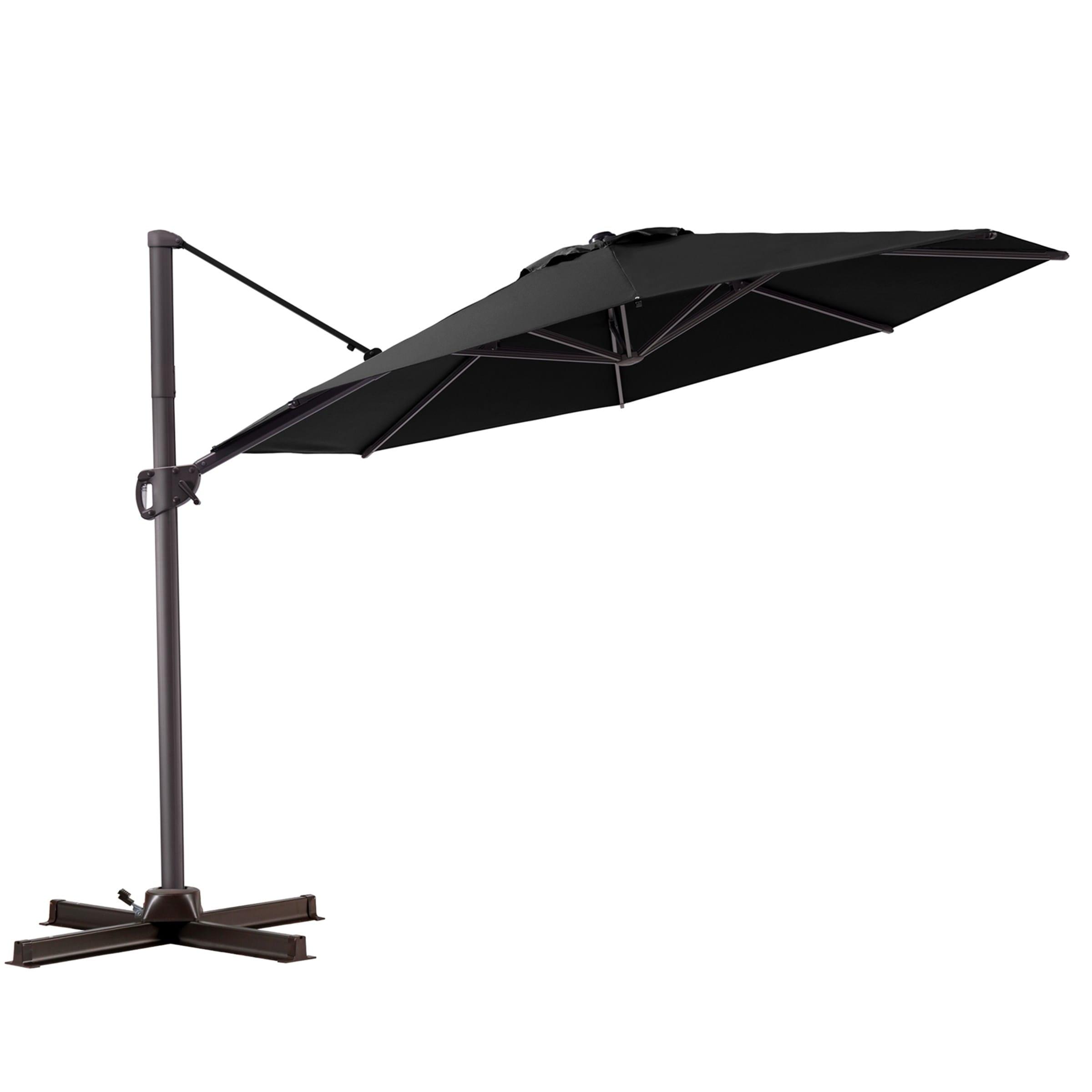 11' Black Polyester Cantilever Offset Patio Umbrella