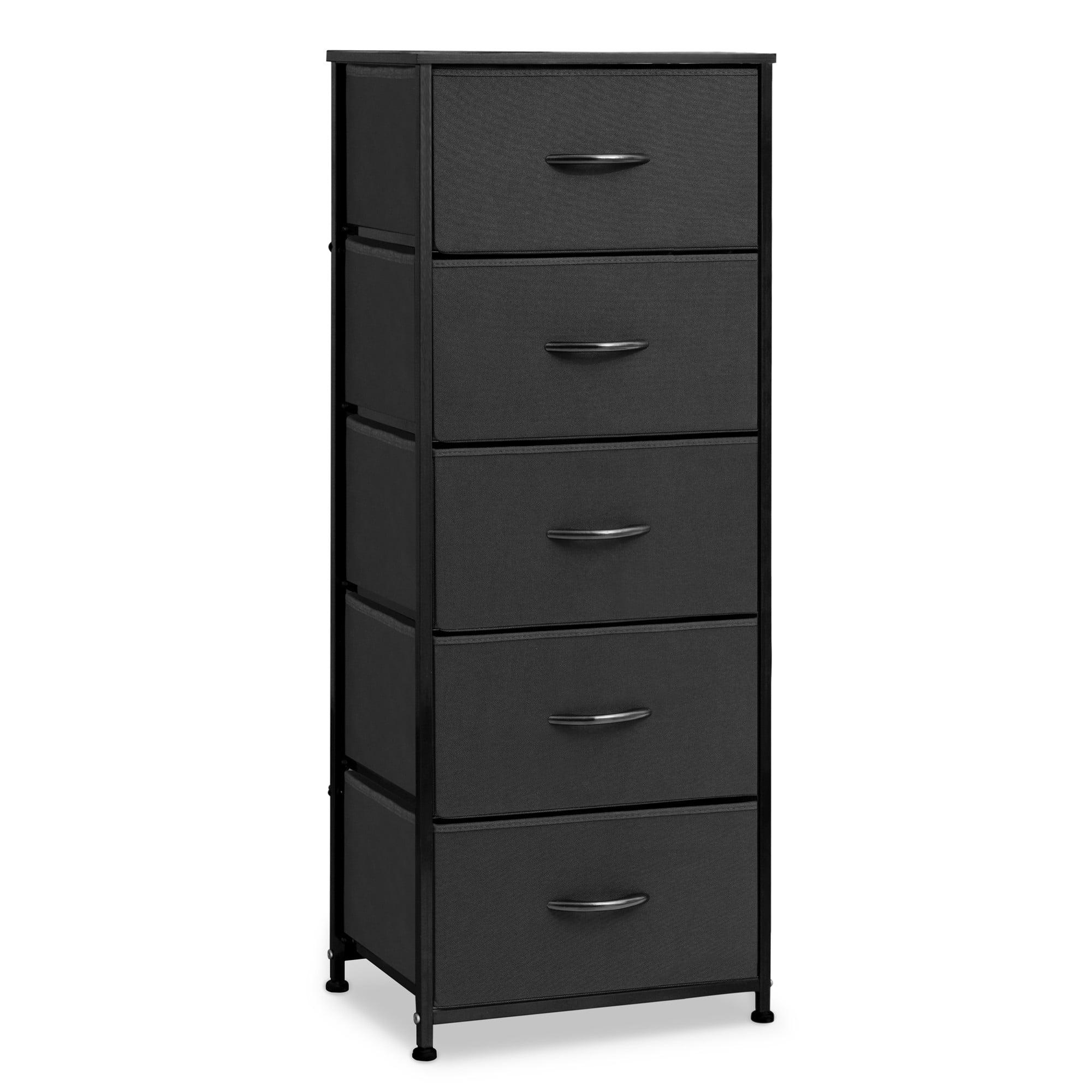 Black 5-Drawer Vertical Storage Tower with Levelers