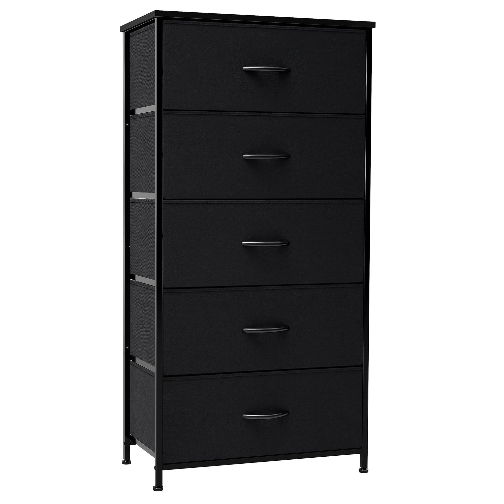 Pellebant Black 5-Drawer Dresser Household Vertical Storage Tower Chest