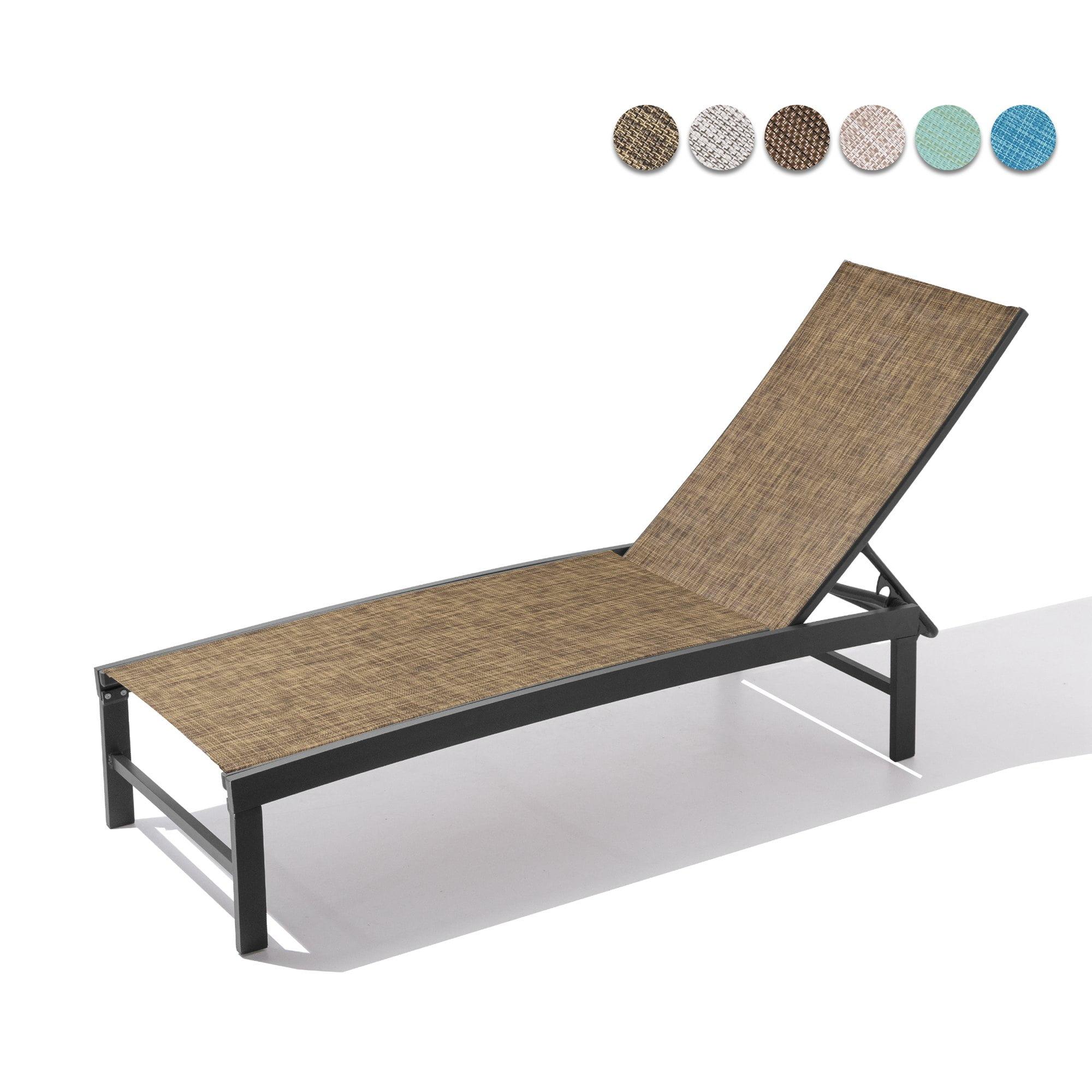 Pellebant  Outdoor Aluminum Patio Chaise Lounge Chair Adjustable - N/A Gray&Brown