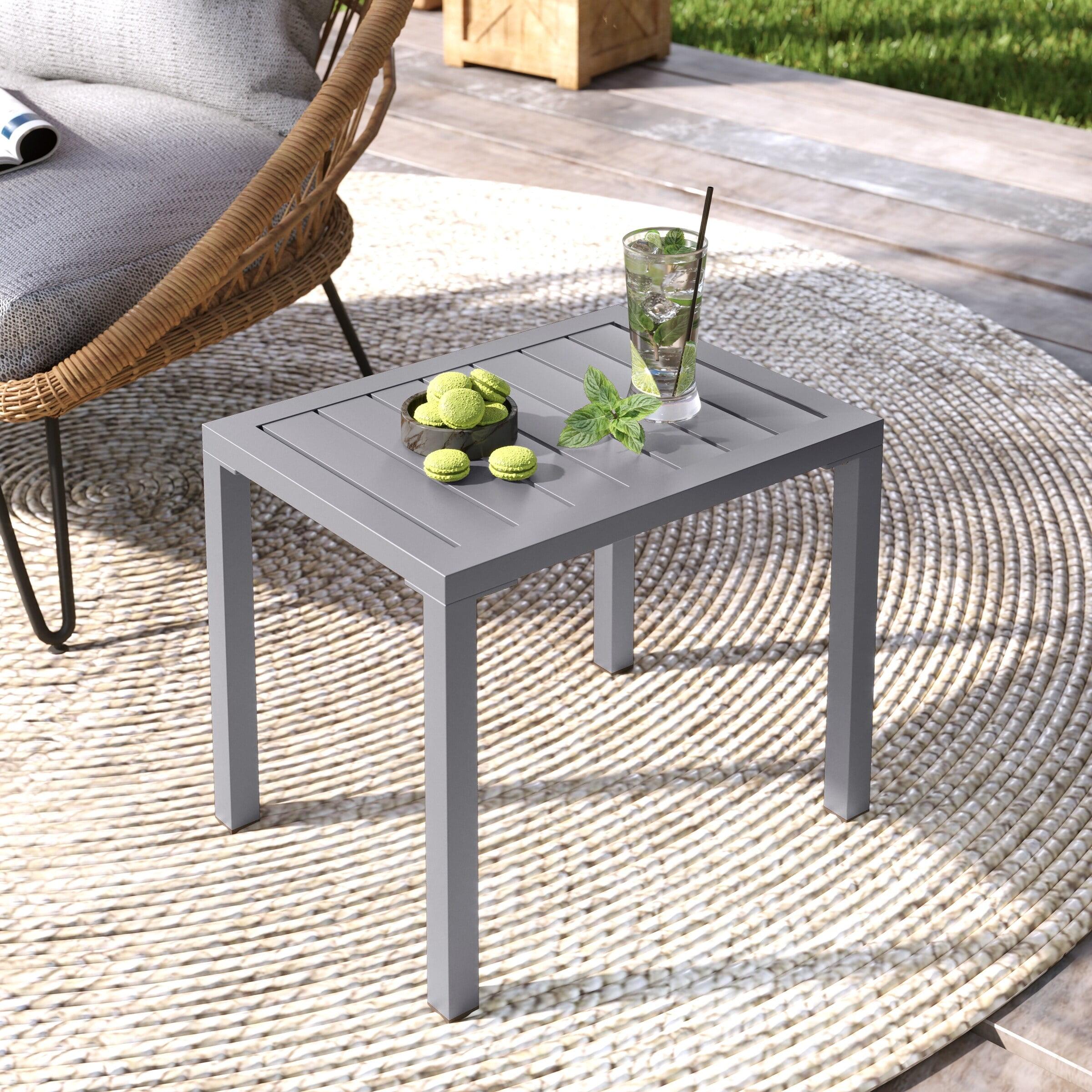 Pellebant Gray Aluminum Outdoor Patio Side Table