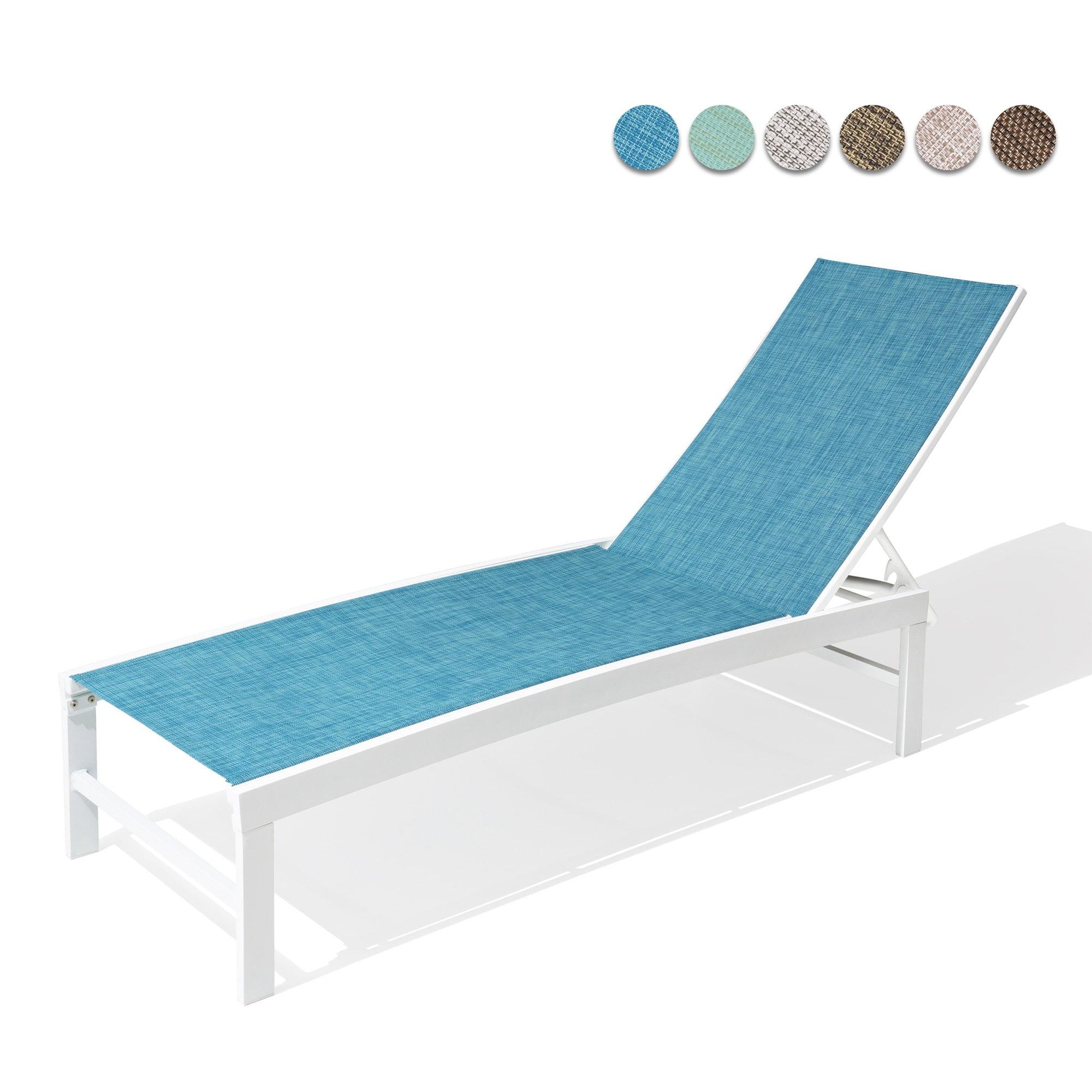 Seabreeze Blue and White Adjustable Aluminum Beach Lounger
