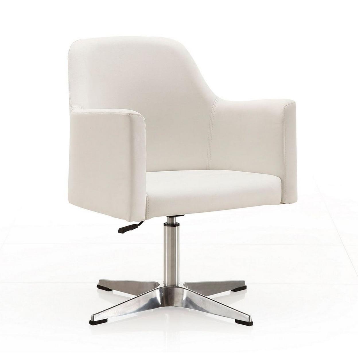 Pelo White Faux Leather Adjustable Swivel Accent Chair