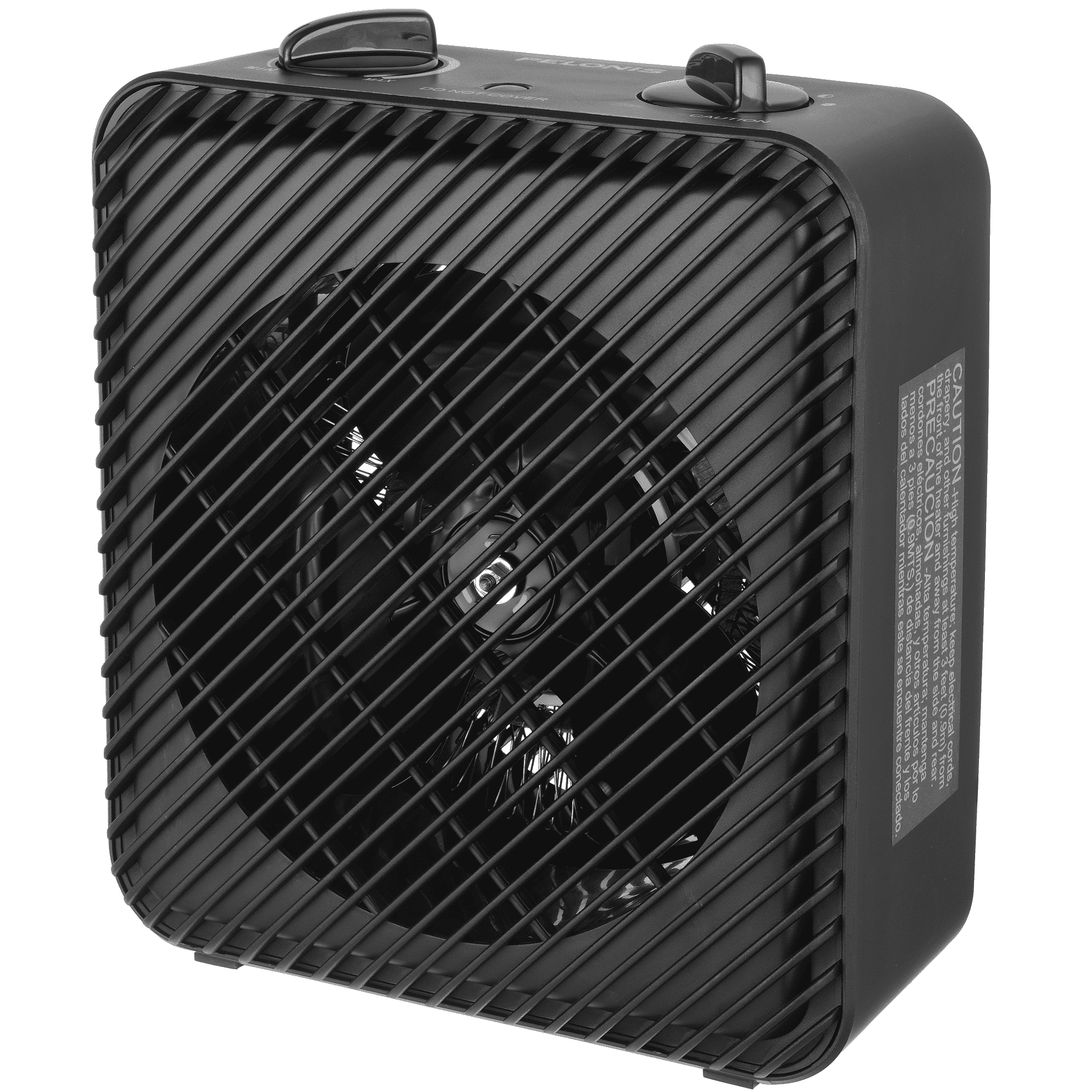 Black Compact Electric Fan-Forced Space Heater with Thermostat