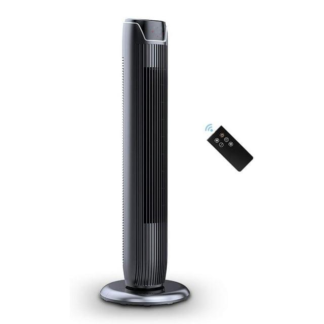 Open Box Pelonis Oscillating Modern Tower Fan with Low Noise Level,Glossy Black