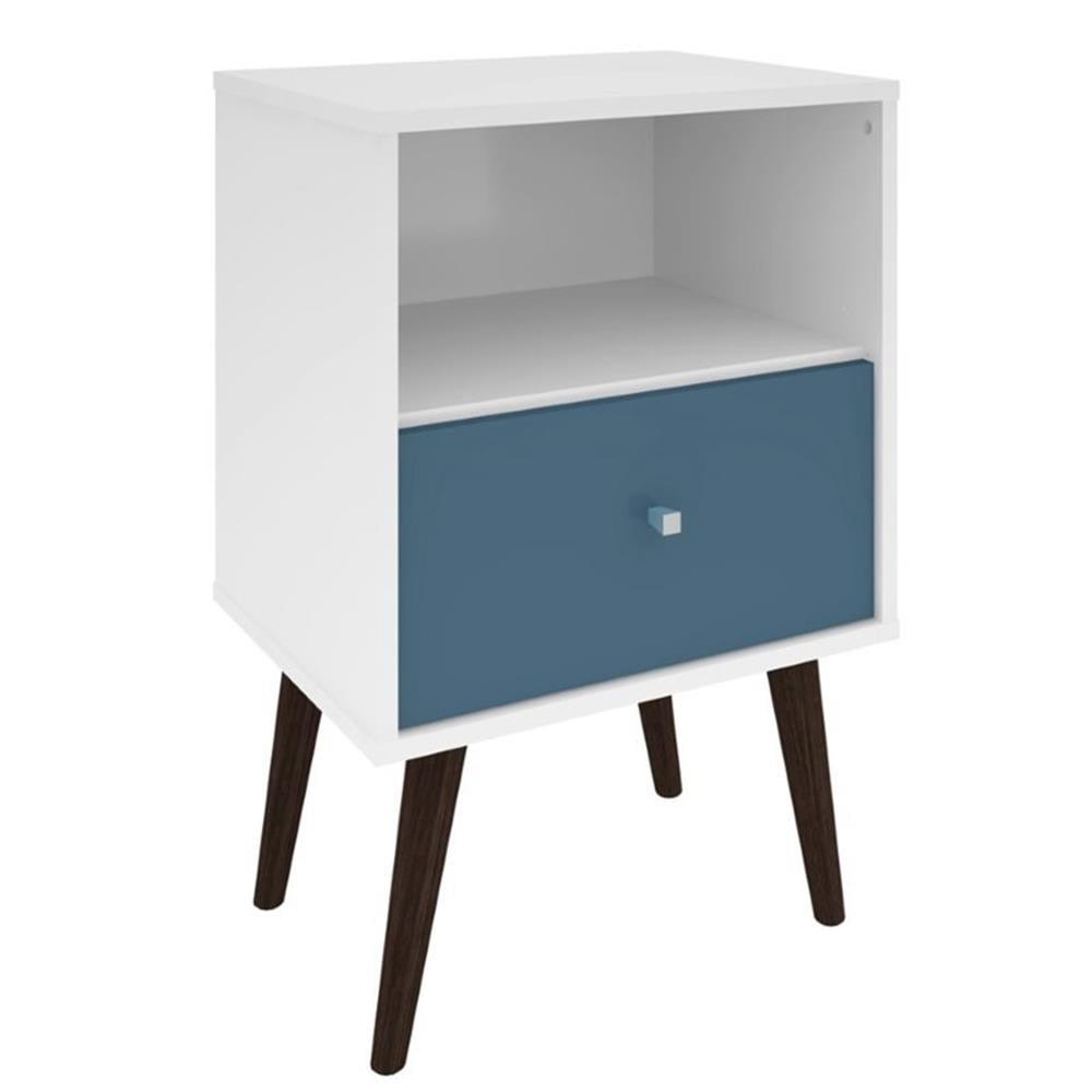 Liberty 1.0 Mid Century Modern Nightstand White/Aqua Blue - Manhattan Comfort