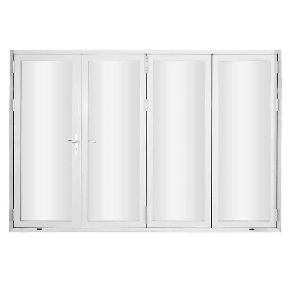 White Aluminum and Glass 120" x 96" Folding Door with 4 Panels