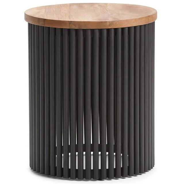 Lora Solid Wood Drum End Table