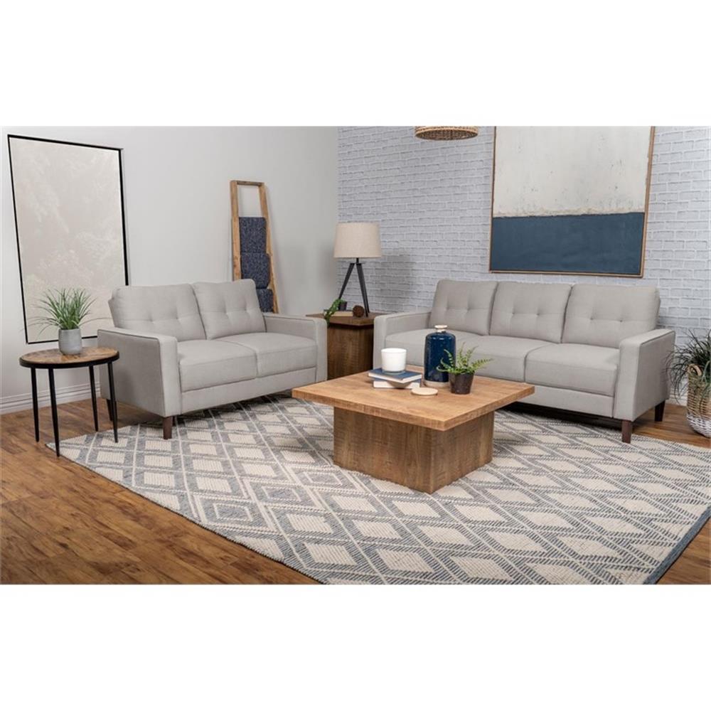 Pemberly Row 2-Piece Upholstered Fabric Sofa Set with Track Arms in Beige