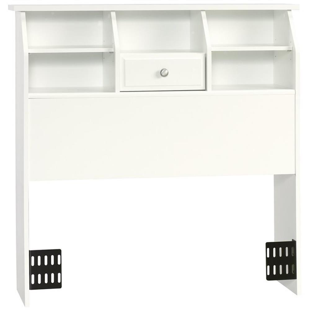 Pemberly Row 2 Shelves Wood Twin Bookcase Headboard in White
