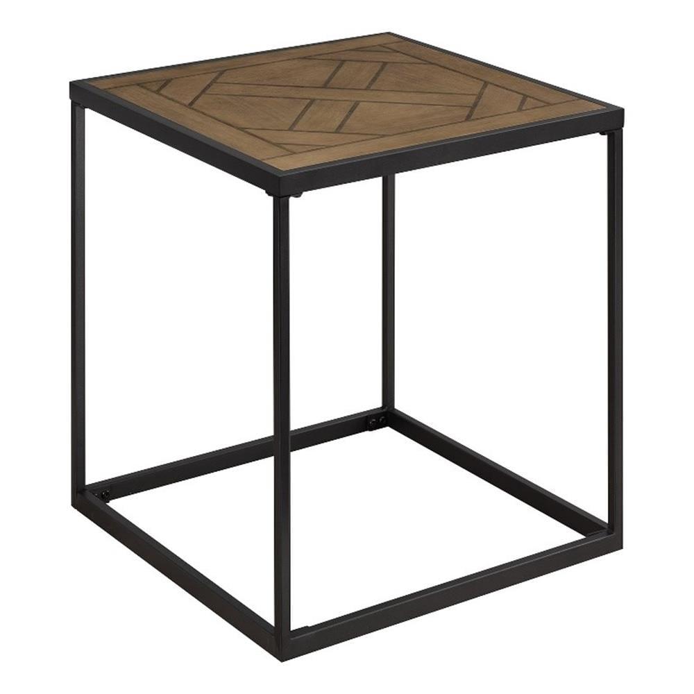 Walker Edison 20" Parquet Veneer Top Metal Side Table