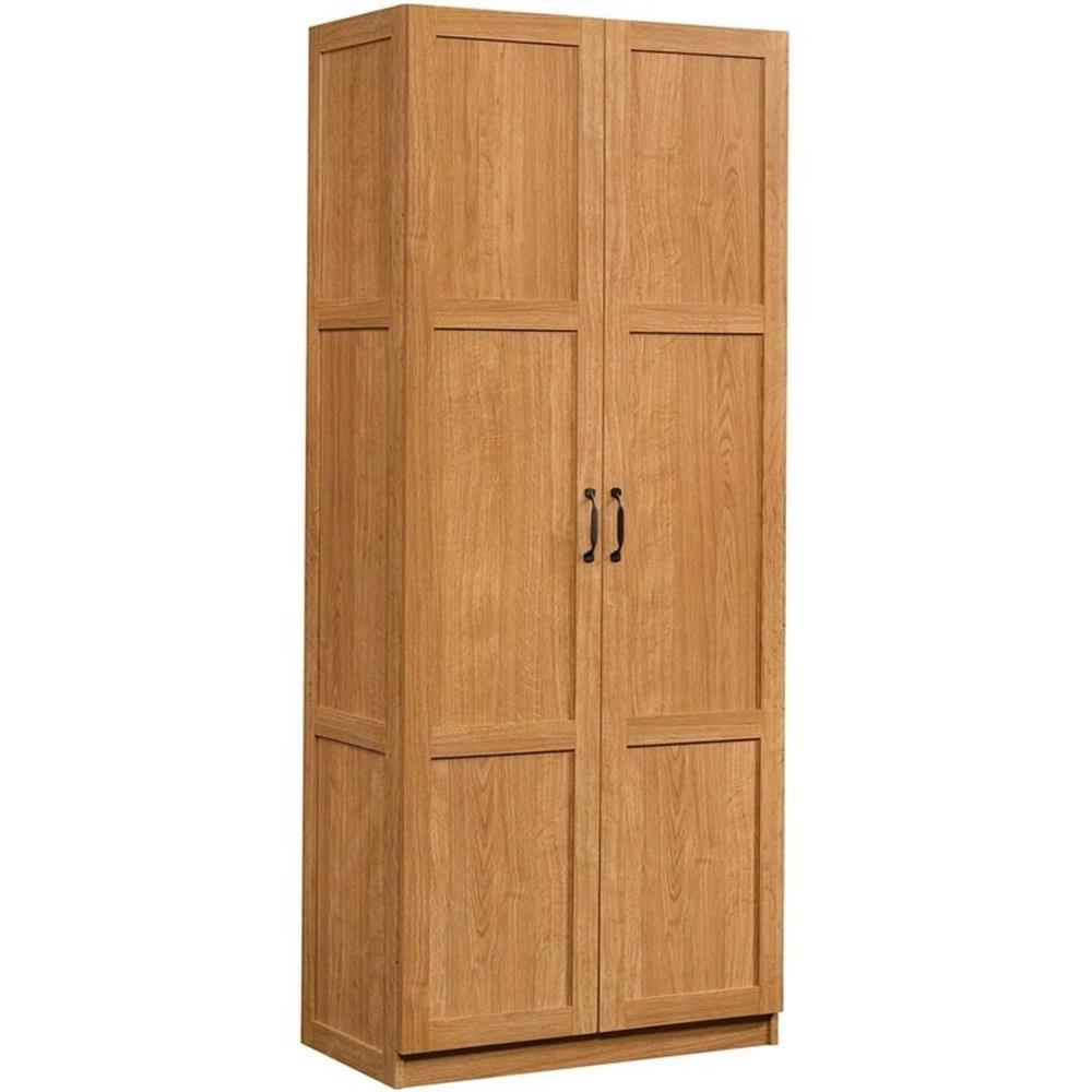 Highland Oak Freestanding Storage Cabinet with Adjustable Shelves