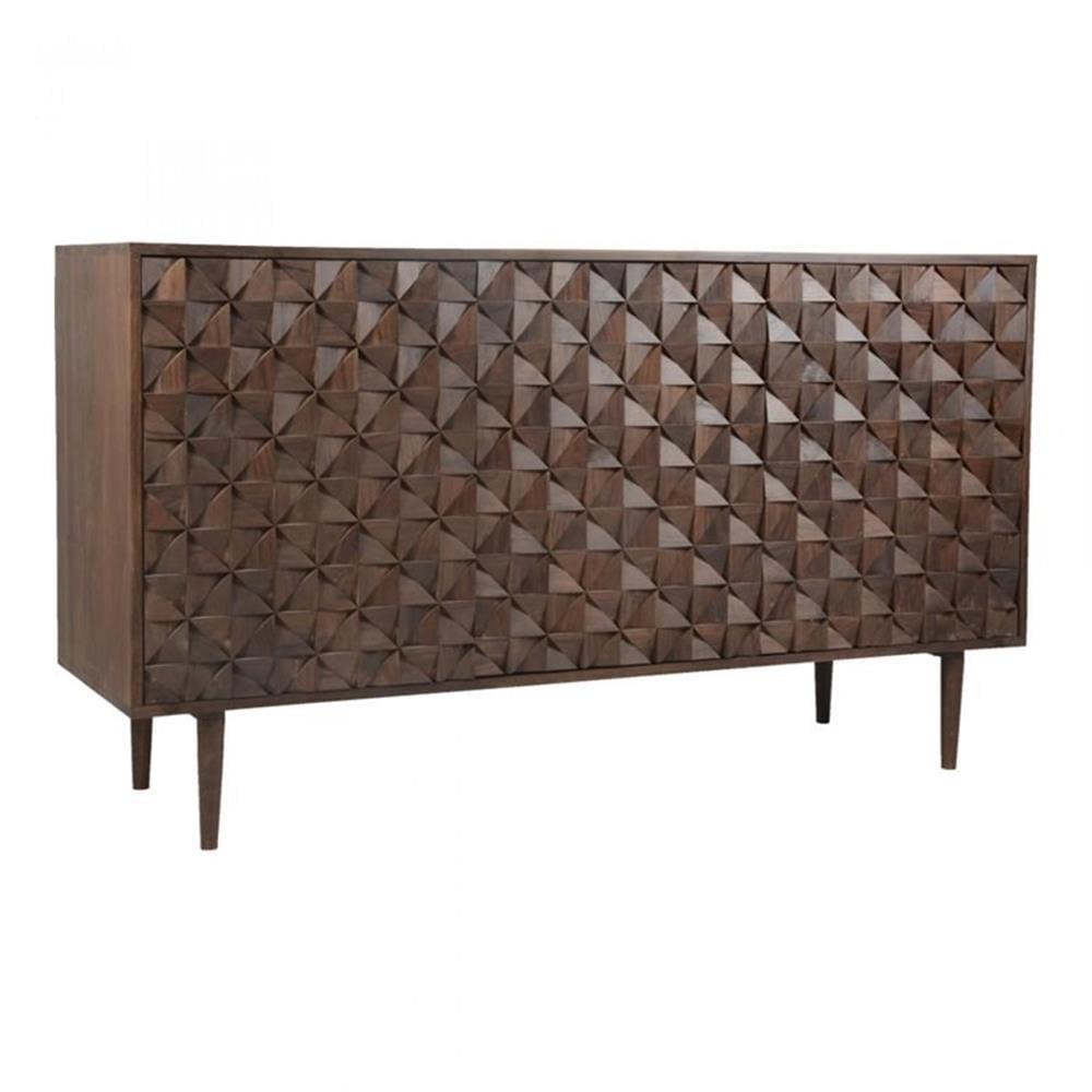 Dark Brown Sheesham Wood Mid-Century Modern Sideboard