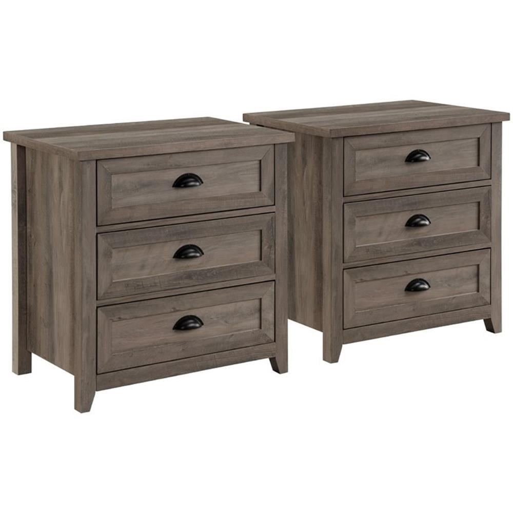 Set of 2 Fontella Transitional 3 Drawer Nightstands: Bedside Storage, Saracina Home