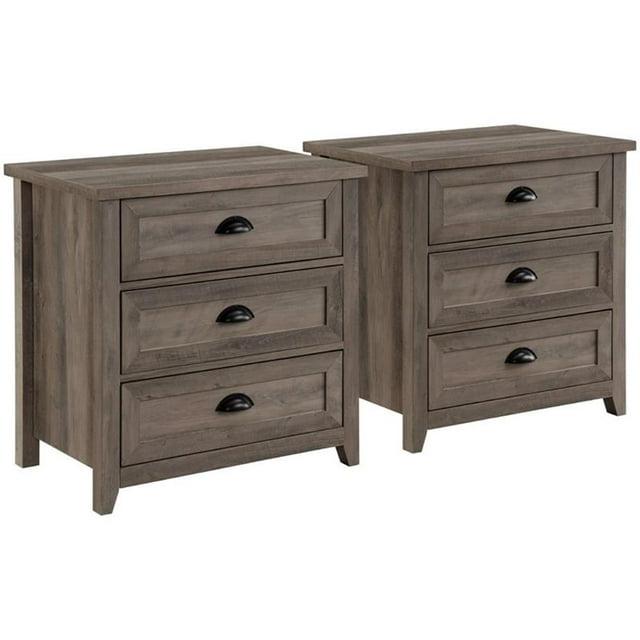 Set of 2 Fontella Transitional 3 Drawer Nightstands: Bedside Storage, Saracina Home