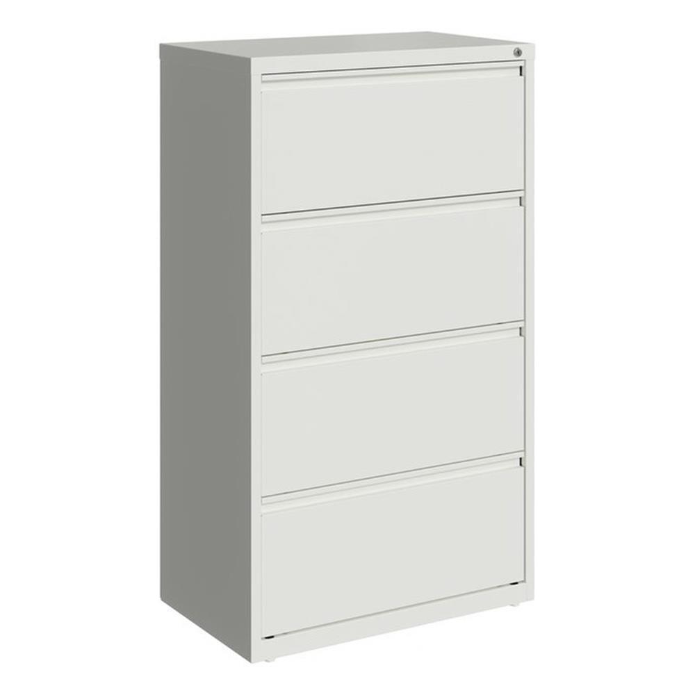 White Metal 4-Drawer Lockable Lateral Filing Cabinet