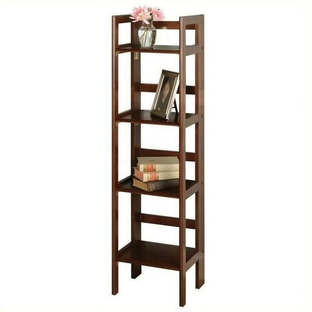51.34" Terry Folding Bookcase Walnut - Winsome: Beech Wood, 4 Shelves, Space Saver