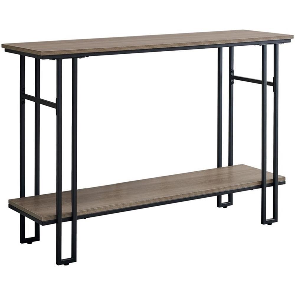 Dark Taupe and Black Wood Metal Console Table with Storage