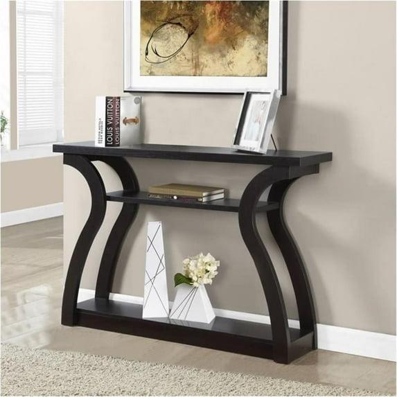 Pemberly Row 47" Three Tier Hall Console Accent Table in Cappuccino