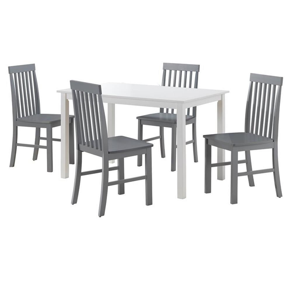 Walker Edison 5-Piece Modern Wood Dining Set in White and Gray