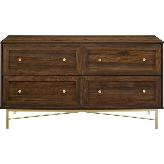 Pemberly Row 56" 4-Drawer Modern Bedroom Dresser in Dark Walnut