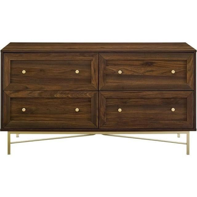 Pemberly Row 56" 4-Drawer Modern Bedroom Dresser in Dark Walnut