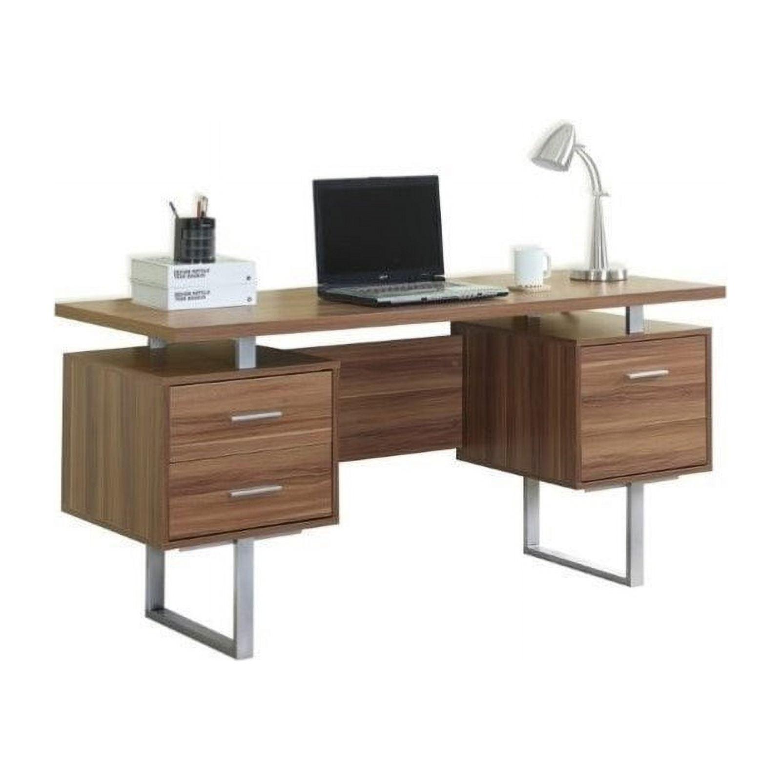 Contemporary Walnut Writing Desk with Sleek Metal Frame