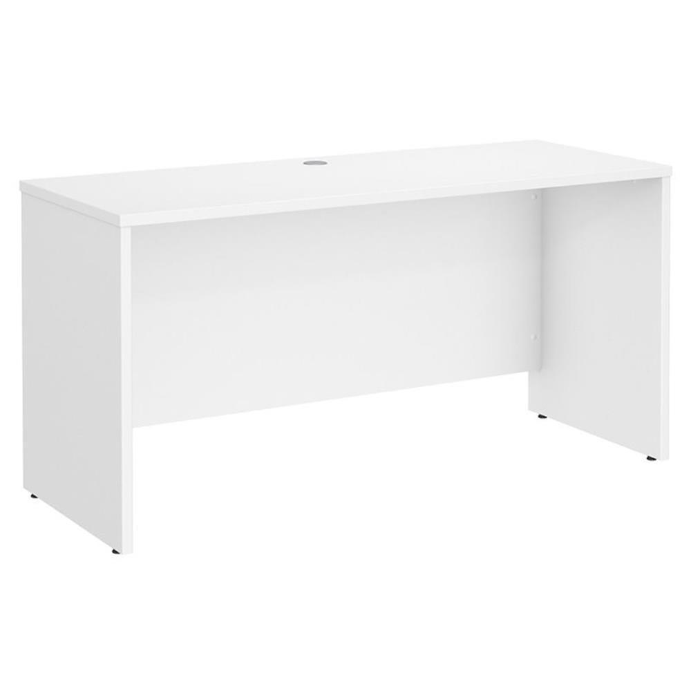 White Engineered Wood Credenza Desk with Filing Cabinet