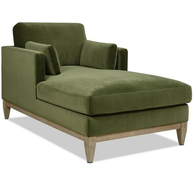 Jennifer Taylor Home Knox 65" Modern Farmhouse Performance Velvet Living Room Chaise Lounge Chair in Olive Green