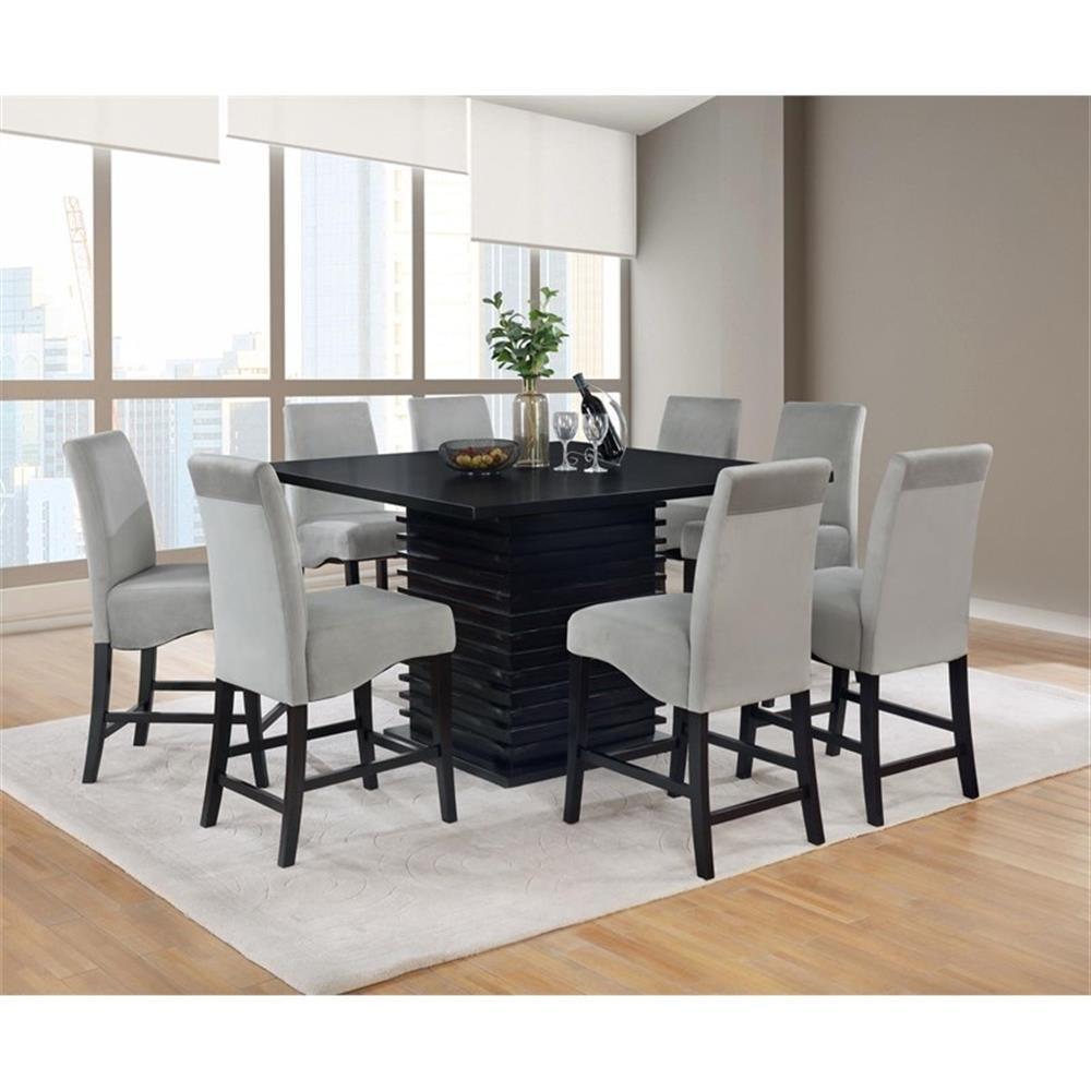 Pemberly Row 7-Piece Contemporary Wood Dining Set in Black and Gray