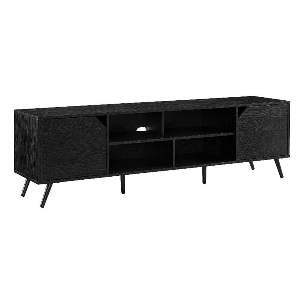 Pemberly Row 70" MCM Simple Wood TV Stand for TVs up to 80 inches - Black