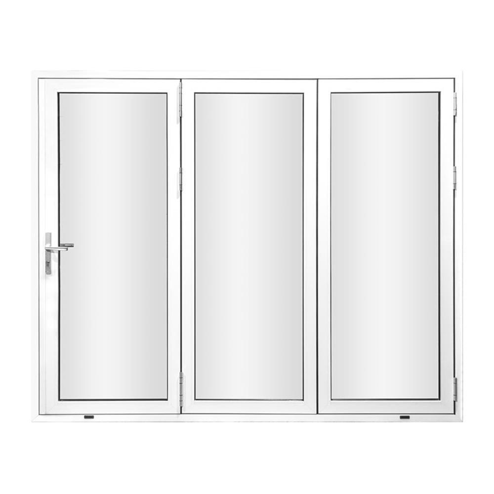 White Aluminum and Glass 96" x 96" Folding Door with 3 Panels