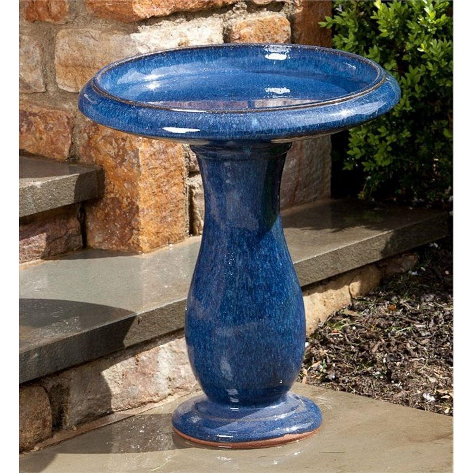 Alfresco Home 38-8611 22.75-Inches H Snow Blue Ceramic Birdbath bowl