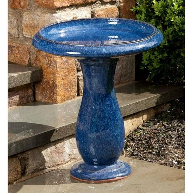 Alfresco Home 38-8611 22.75-Inches H Snow Blue Ceramic Birdbath bowl