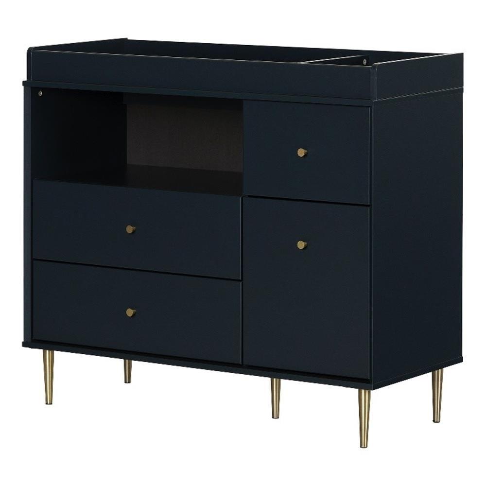 South Shore Changing Table with Drawers and Open Storage Navy Blue Dylane