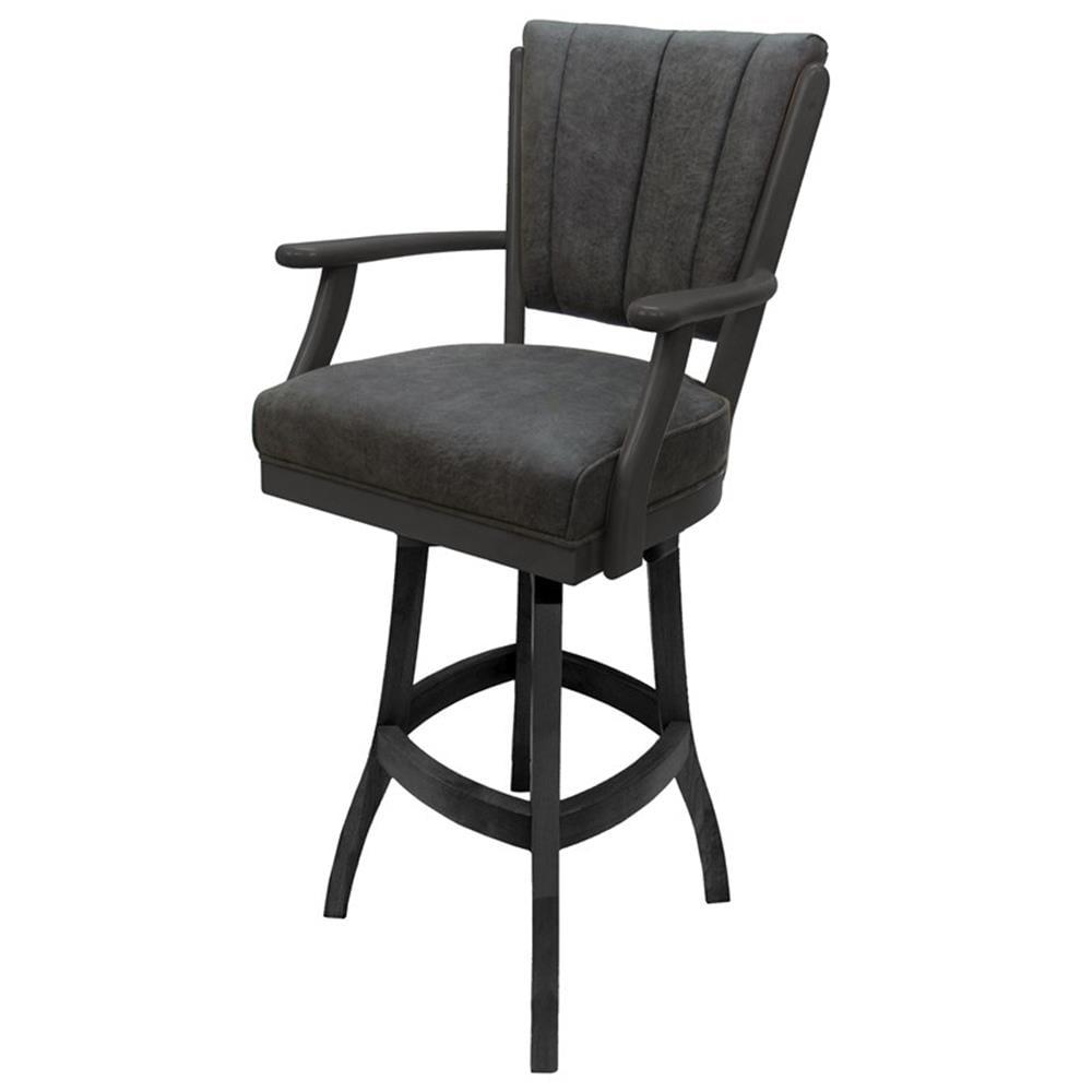 Black Solid Wood Swivel Extra Tall Bar Stool with Arms