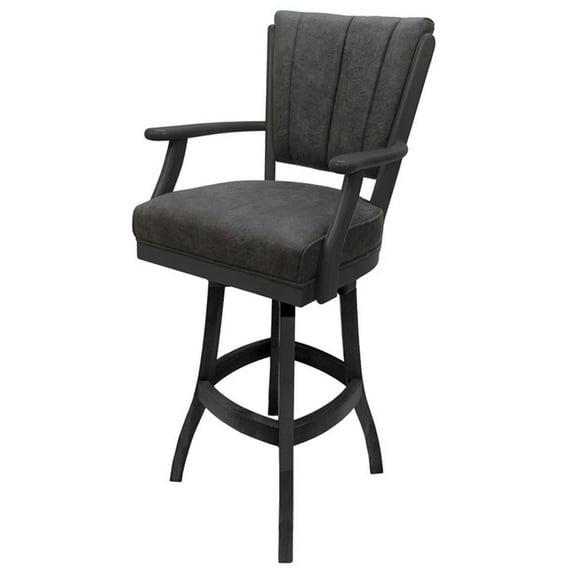 Pemberly Row Classic Solid Wood Swivel Extra Tall 34" Bar Stool with Arms