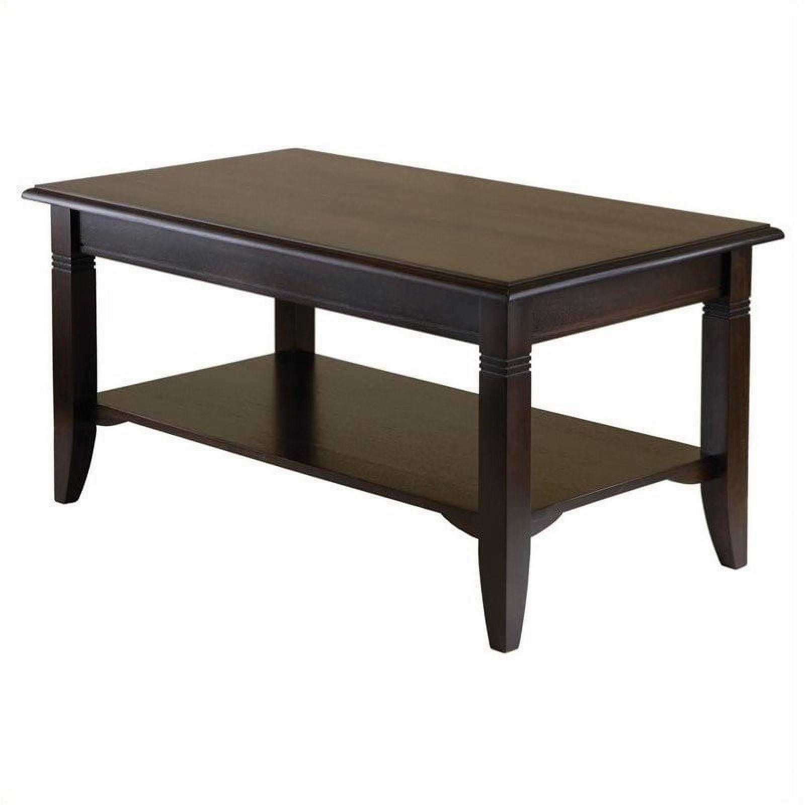 Transitional Cappuccino Brown Rectangular Wood Coffee Table