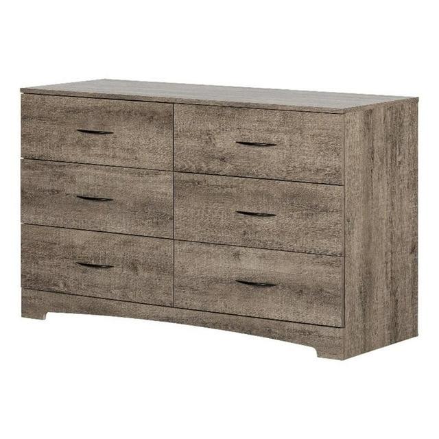Step One 6 Drawer Double Dresser Weathered Oak - South Shore