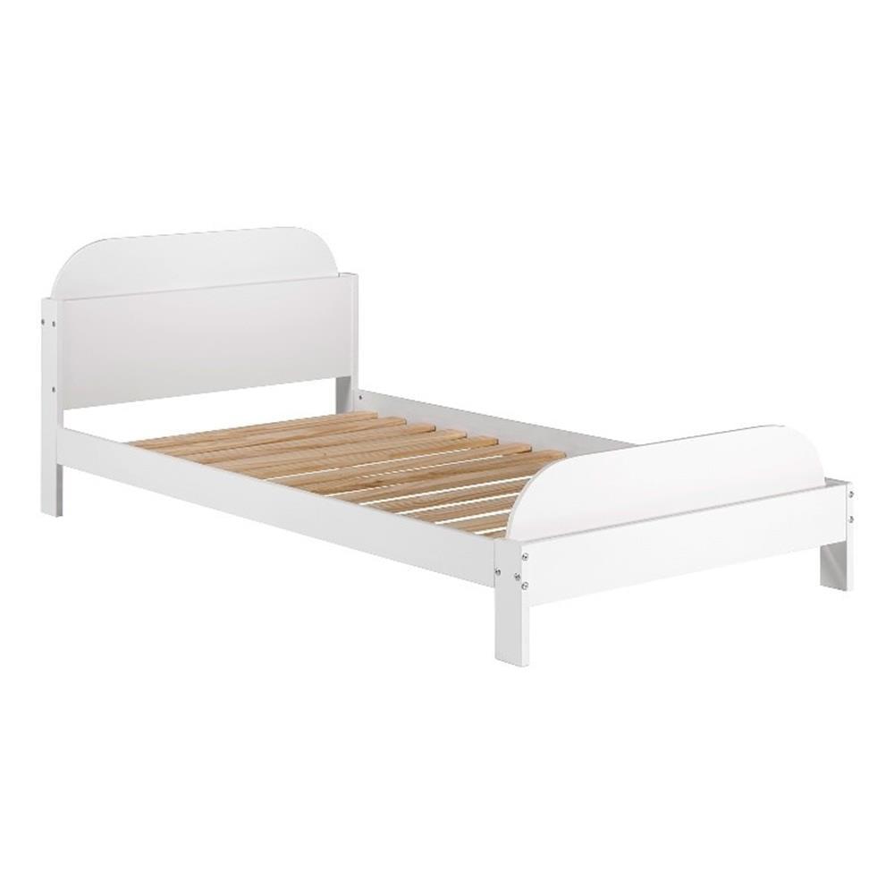 White Solid Pine Twin Bookcase Platform Bed with Headboard