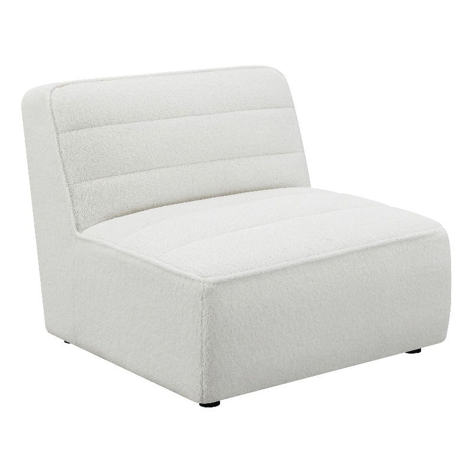 Contemporary Faux Sheepskin Armless Chair in Natural